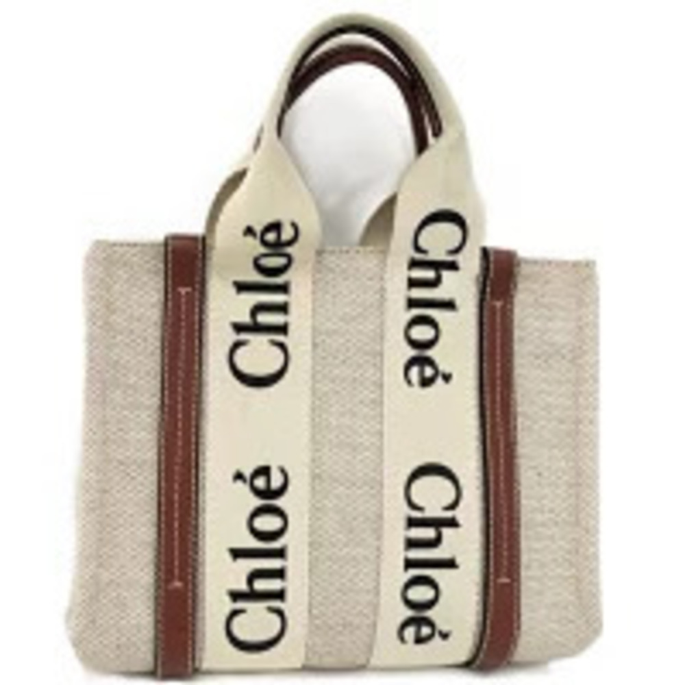 Chloe Woody Handbag Canvas Beige Cream